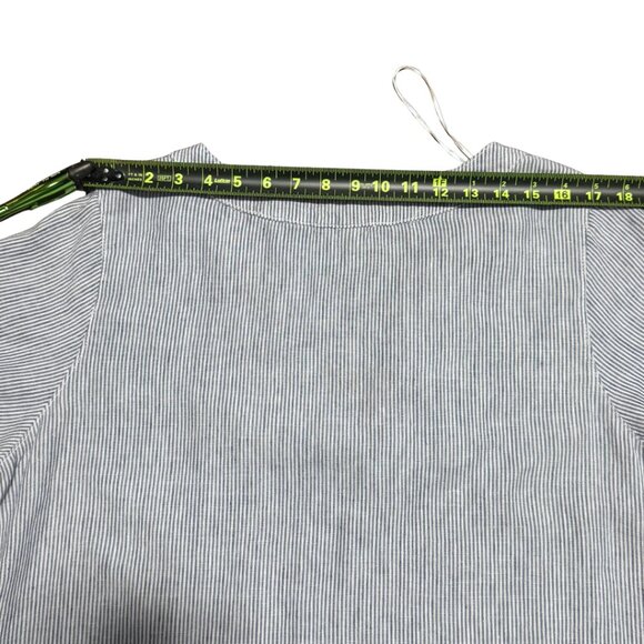 Tahari White & Blue Stripe Linen V-Neck Shirt Dress – Relaxed Fit 2X Plus - Picture 10 of 12